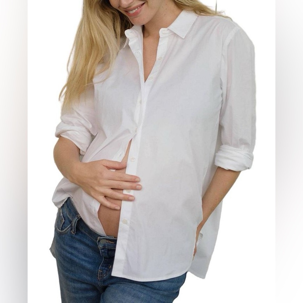nwt Hatch Collection Nursing Friendly Maternity Classic Buttondown White Large 3 - Picture 5 of 16